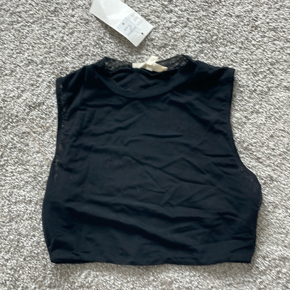 Mesh Mock Neck Crop